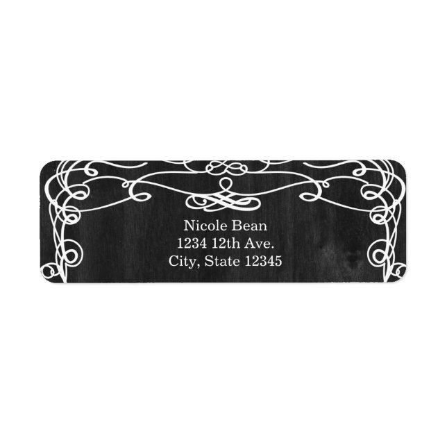 Black Wood & White Vintage Wedding Labels (Front)