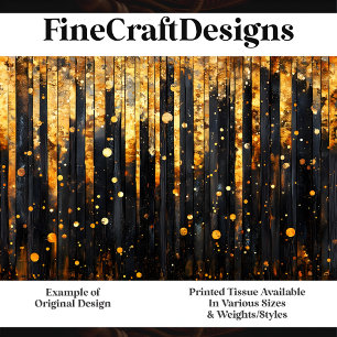 Black Wood With Gold Leaf Effect J3 Decoupage  Tissue Paper