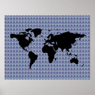 black world / anchors pattern poster