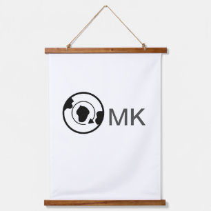 Black world globe add name monogram travel details hanging tapestry