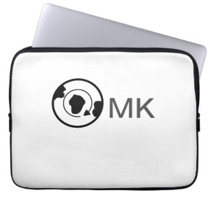 Black world globe add name monogram travel details laptop sleeve