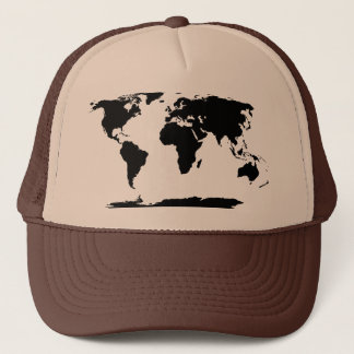 Black World Map Silhouette Trucker Hat