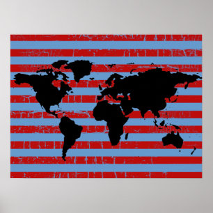 black world with red&blue stripes poster