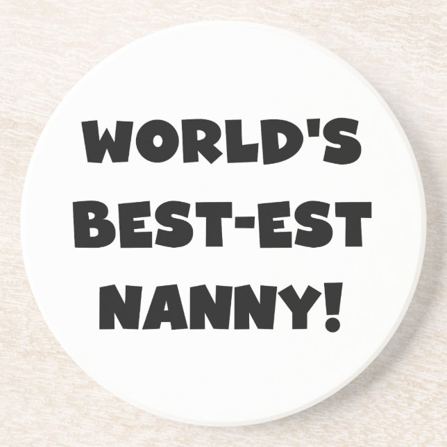 Black World's Best-est Nanny T-shirts and Gifts Coaster (Front)