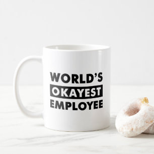 Black World's Okayest Employee Personalised Mug