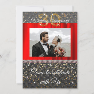 Black Woven & Pearls Gold 30th Wedding Anniversary Invitation