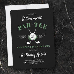 Black Wreath Golf Themed Retirement Party Invitation