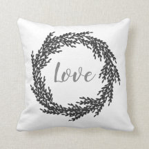 Black Wreath Throw Pillow