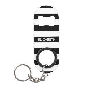 Black Wt Horizontal Preppy Stripe #2 Name Monogram