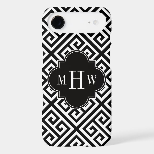 Black Wt Med Greek Key Diag T Black 3I Monogram Case-Mate iPhone Case (Back)