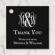 Black Wt Vine Script Monogram B&G Thank You DIY BG