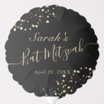 Black x Gold Splatters Bat Mitzvah Balloon<br><div class="desc">This chic and elegant bat mitzvah balloon features a black background with faux gold splatters. Personalise it for your needs. You can find more matching products at my store.</div>