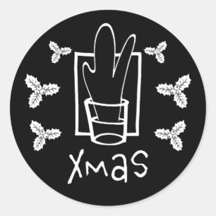 Black Xmas Christmas Classic Round Sticker