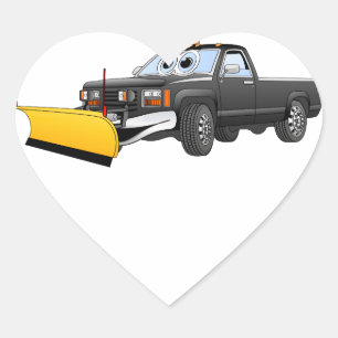 Black Y Pick Up Truck Snow Plough Cartoon Heart Sticker