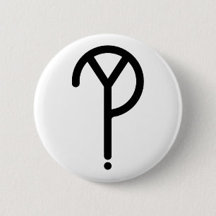 Black Y? Symbol- On White 6 Cm Round Badge