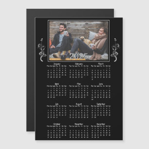 Black Year 2025 Photo Calendar with Foliage 