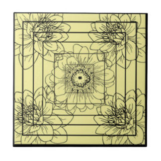 Black Yeller Florah Squared Ceramic Tile