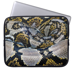 Black, yellow, and grey python laptop sleeve