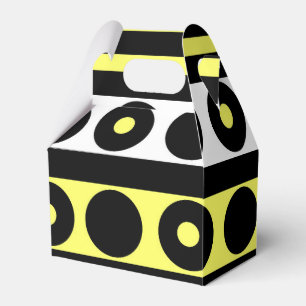 Black, Yellow and White Polka Dots and Stripes Favour Box