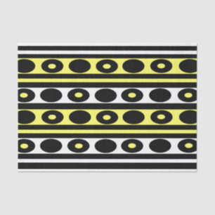 Black, Yellow and White Polka Dots and Stripes Tissue Paper
