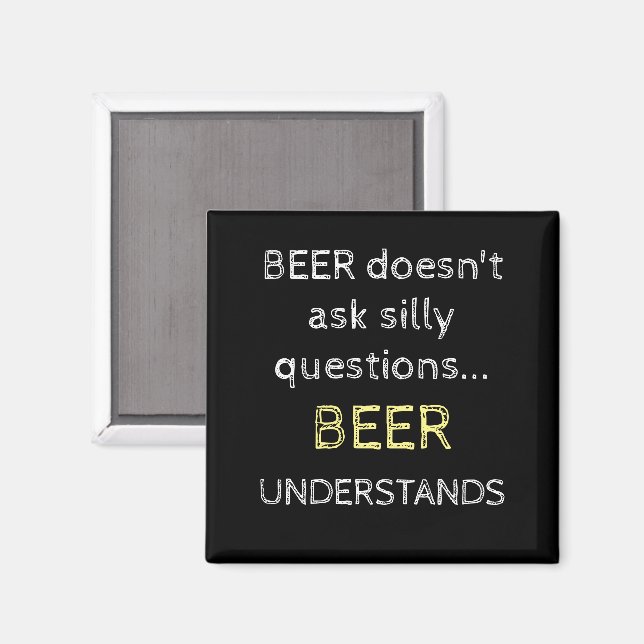 Black yellow and white with beer quote magnet (Front/Back)