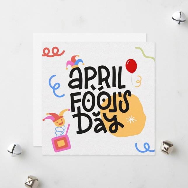 Black Yellow April Fool's Day Colourful Bright  Holiday Card (Front/Back In Situ)