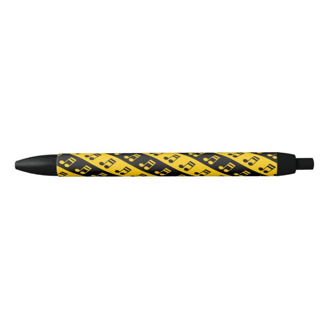 Black & Yellow Beamed Sixteenth Notes Pattern Pen (Front)