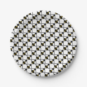 Black yellow bee bumblebee honeybee pattern paper plate