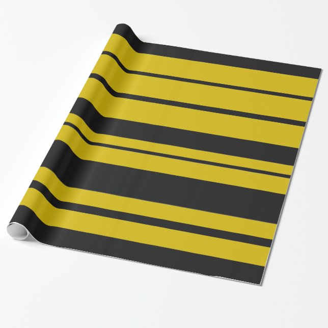 Black & Yellow Bee-Like Stripes Wrapping Paper (Unrolled)