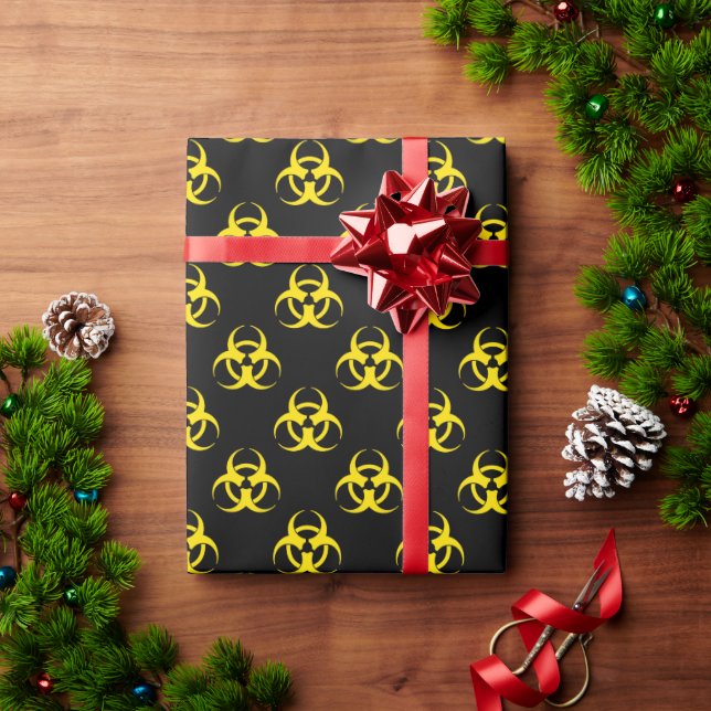 Black & Yellow Biohazard Symbol Wrapping Paper (Holiday Gift)