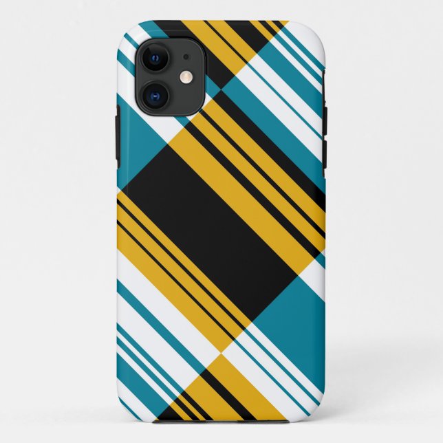 Black, Yellow, Blue, White diagonal stripes Case-Mate iPhone Case (Back)