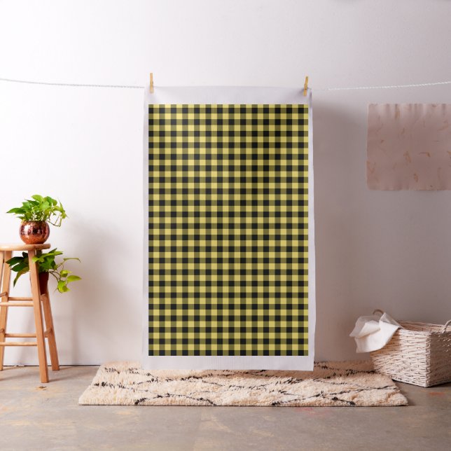 Black Yellow Buffalo Plaid Pattern | Lumberjack Fabric (In Situ)