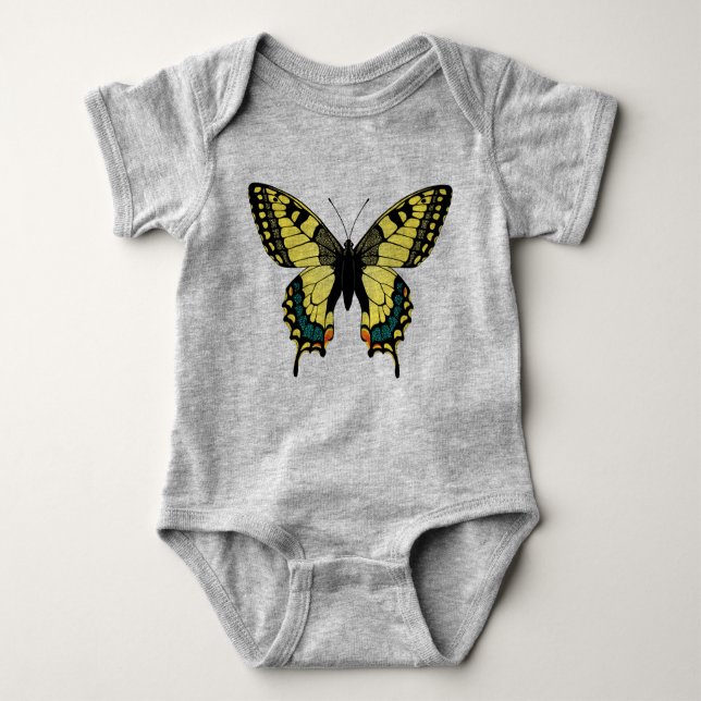 Black & Yellow Butterfly Baby Bodysuit (Front)