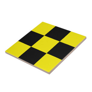 Black & Yellow Checked - Ceramic Tile