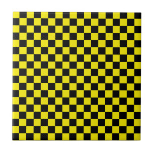 Black & Yellow Checked - Sport Ceramic Tile