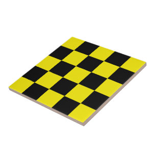 Black & Yellow Checked - Sport - Ceramic Tile