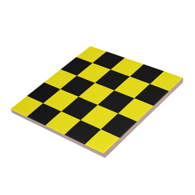 Black & Yellow Checked - Sport - Ceramic Tile (Side)