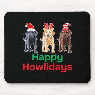 Black yellow chocolate lab christmas labrador howl mouse pad
