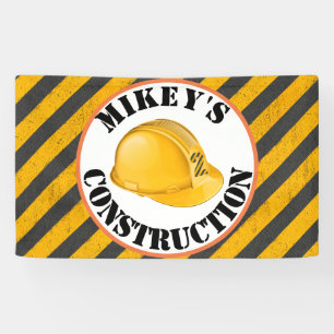 Black & Yellow Construction Hard Hat 2nd Birthday Banner