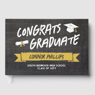 Black Yellow Cool Chalk Congrats Graduate Guest Book