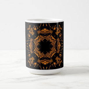 Black, Yellow copper Floral Damasks Retro Pattern Coffee Mug