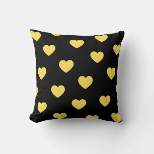 Black Yellow Cosy Modern Romantic Chic Heart Cushion