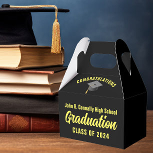 Black Yellow Custom 2024 Graduation Party Favour Box