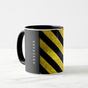 Black Yellow Danger Stripes Construction Engineer Mug