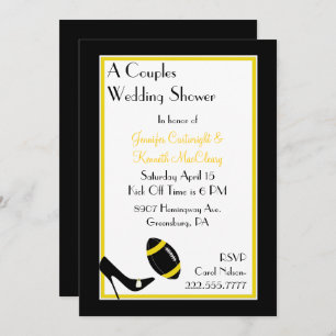 Black & Yellow Football Couples Wedding Shower Invitation
