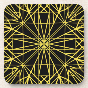Black & Yellow Geometric Symmetry Coaster
