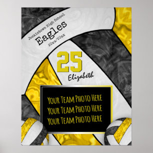 black yellow girls' volleyball team photo poster