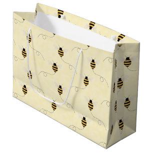 Black Yellow Gold Bees Baby Shower Large Gift Bag