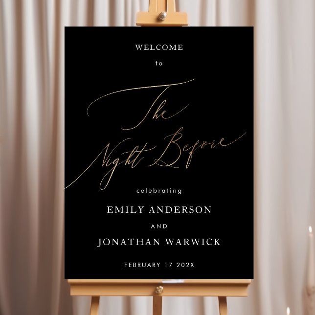 Black Yellow Gold Calligraphy Rehearsal Dinner Poster (Creator Uploaded)