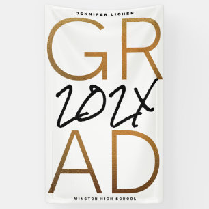 Black Yellow Gold Foil Grad Year Custom Chic Banner